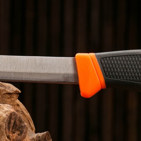 Tourist knife "Ural", 10cm blade, orange, scabbard plastic-3