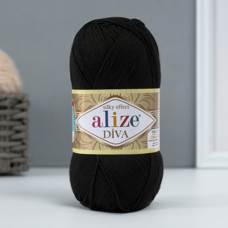 Yarn "Diva" 100% microfiber 350m/100g (60 black)