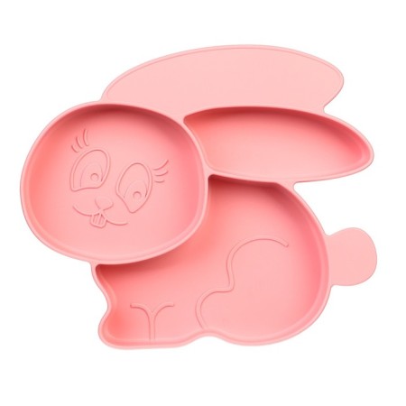 Silicone children's plate "Bunny" with sections, color mix-3