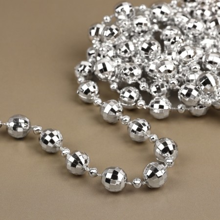 Beads on the threads "Disco ball", 10/4 mm, 2 m, silver color-1