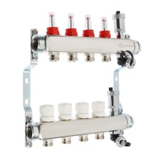 Коллекторная группа AQUALINK, 1"х3/4", 4 выхода, с расходомерами, нержавеющая сталь
