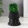Concrete Kashpo "Buddha" 5.5x6.5x7cm black matte with moss (moss green stabilized)