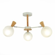 Ceiling EVOLUCE lamp. Sle220702-03. Catania. 3x40 watts, E14, 55x55x35 cm, white color, light wood