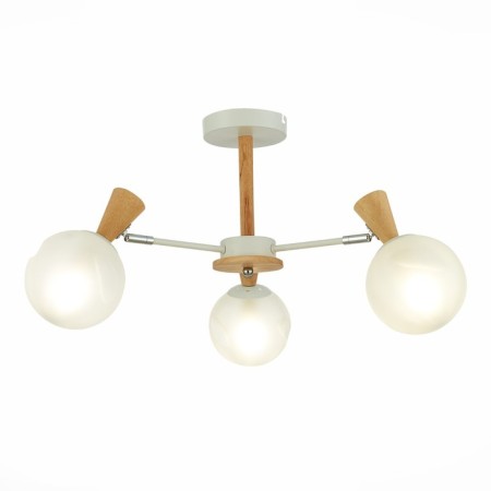 Ceiling EVOLUCE lamp. Sle220702-03. Catania. 3x40 watts, E14, 55x55x35 cm, white color, light wood