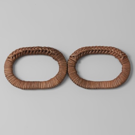 Handles for bags are wooden, wicker, d = 9.8 × 5.9 / 13.5 × 9.5 cm, 2 pcs, brown color-2