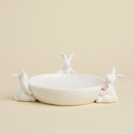 Porcelain SL HOME “Forest Rabbit” dish, 19.5 × 15.3 × 7.5 cm, white color