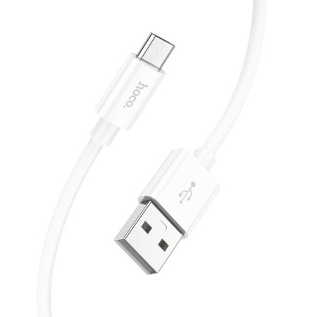 Hoco X87, MicroUSB - USB, 2.4 A, 1 m, silicone braid, white-2