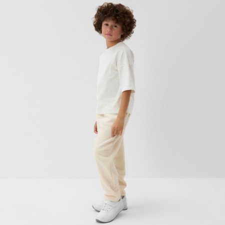 Children's pants Minaku: Fleece Soft, beige color, height 140 cm-1