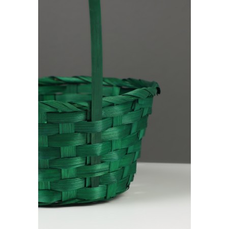 Wicker basket 20 x 20 x 9 cm, handle h = 25 cm, green-4