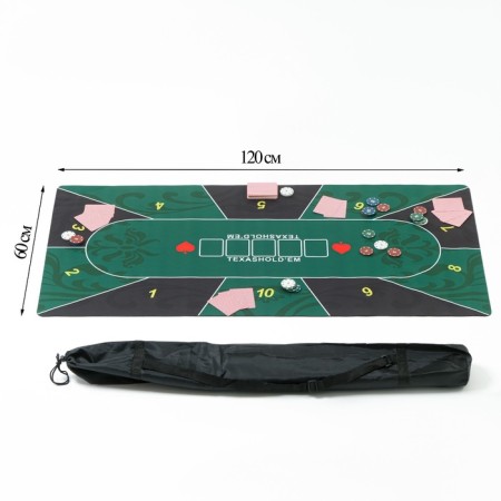 Cloth for poker, rubberized, 120 x 60 cm, thickness 3 mm, green-1