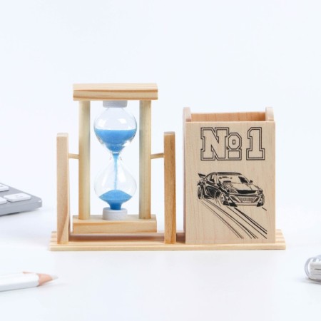 Organizer for the office with sand clock (2 in 1) “No. 1”, 9.5 x 13.5 cm-2