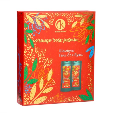 Gift set of women "Orange, rose, jasmine": shampoo, 250 ml + shower gel, 250 ml-1