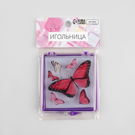 Magnetic needle "Butterflies", with needles, 7 × 8 cm, purple color-3
