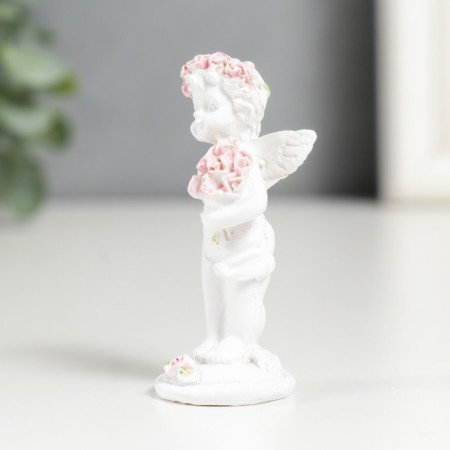 Figure Polystone "Angel with a bouquet of pink roses" mix 6.5x2.5x2.5 cm-4