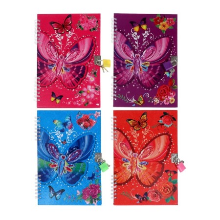 Notebook Gift Book on a lock, A5, 50 sheets, line, "Butterfly", mix