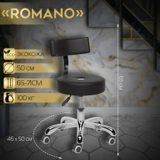 The chair for the master Romano is low, the color is black