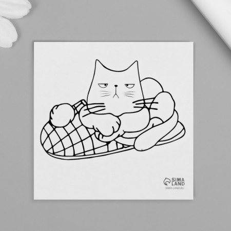 Tattoo on the body Black "Cat in a slipper" 6x6 cm-3