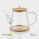 Glass teapot with a bamboo cover and a Bellatenero Bamboo, 600 ml, 19 × 11.3 × 12.2 cm.