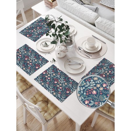 Set of napkins for setting the table "Flower Field", rectangular, size 32x46 cm, 4 pcs-1