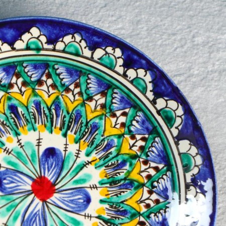 Plate of the Rishtan ceramics "Flowers", blue, flat, 15 cm-5