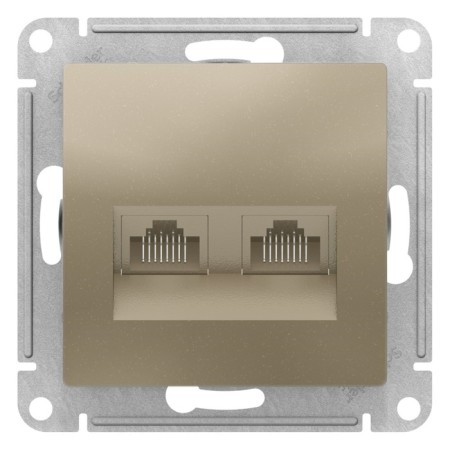 SETLASDESIGN socket, double, computer, RJ45+RJ45, cat. 5E, mechanism, champagne color