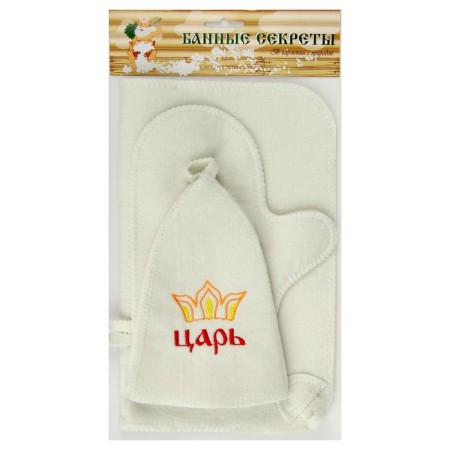 Set for the bath "Tsar" hat, rug, mitten-5