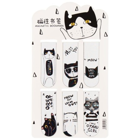 A set of magnetic bookmark for books Calligrata 6 pieces, "cats", mix-2