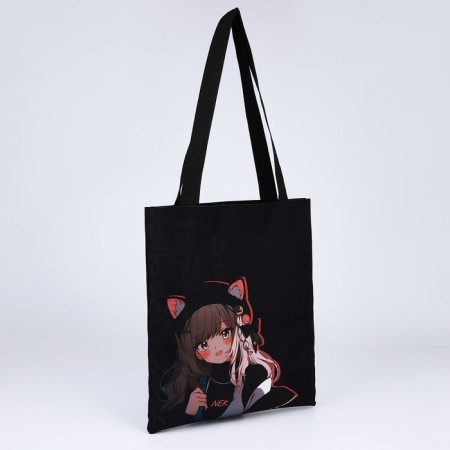 Bag Schoper "Anime Girl", 35x0.5x40 cm, Department without lightning, without lining, black-2