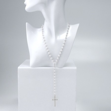 Pearl pearl "cross" color silver, 40cm-2