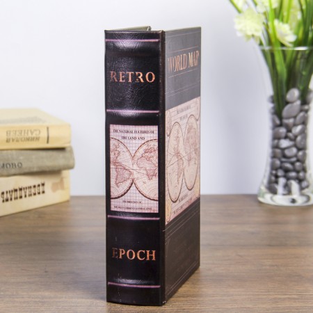 Сейф-книга дерево "Карта мира" кожзам 21х13х5 см-3