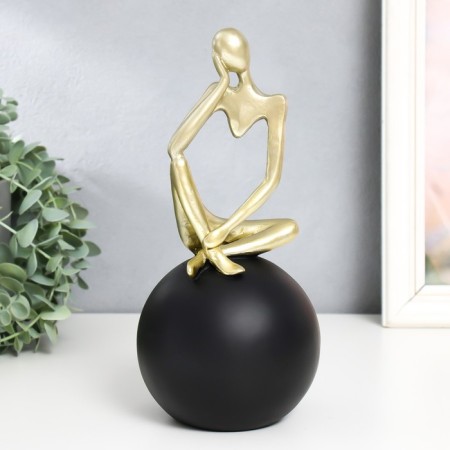 Souvenir Polystone "Abstraction. Man on the ball. Thoughts" Gold with black 10.5x10.5x25.5 cm