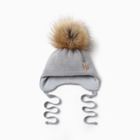 Children's hat minku with insulation, rn 42-44, color gray color