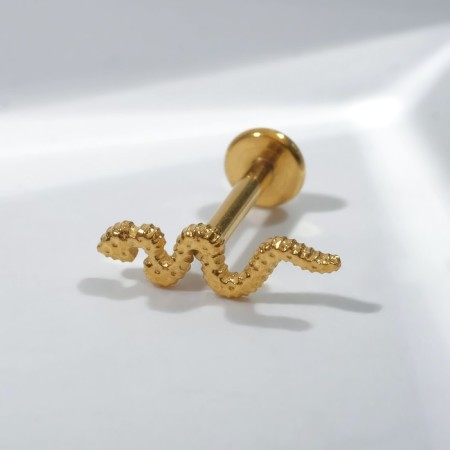 Piercing in the ear (Helix) "Snake", l = 1 cm, color gold-1