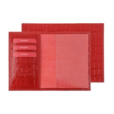 Cover for passport, department for maps, red color