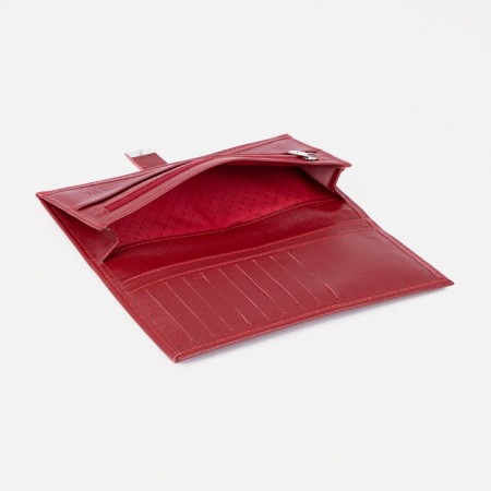 Women's wallet on the button, red color-3