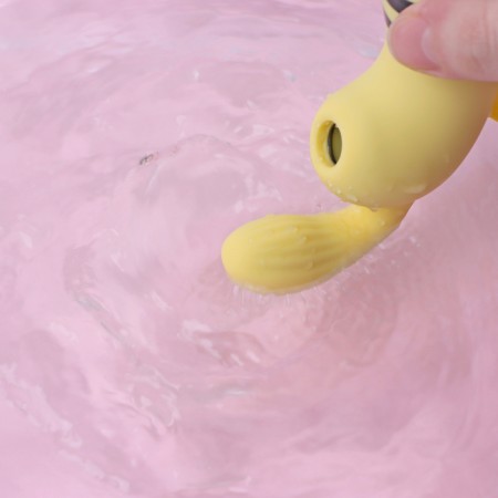A fingerprint vibrator with a vacuum-wave stimulator, 15 modes, ABS, silicone, yellow-7