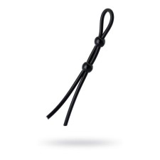 Lasso for Penis Toyfa A-Toys, with two beads, silicone, black color, 19.5 cm