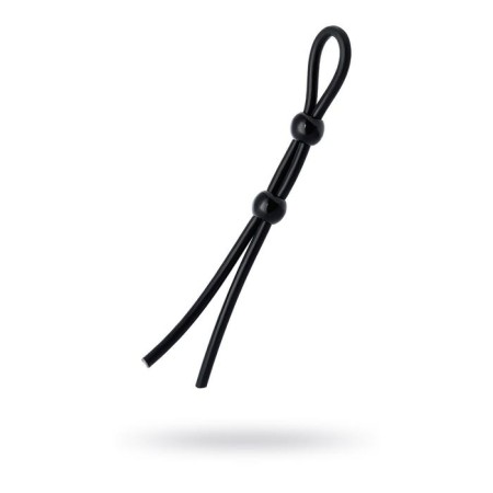 Lasso for Penis Toyfa A-Toys, with two beads, silicone, black color, 19.5 cm
