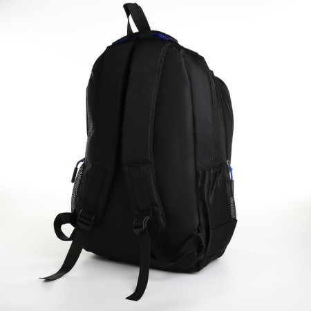 Youth backpack from textiles on lightning, 4 pockets, black/blue color-3