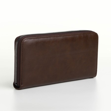 Pearl husband, 19.5*2.5*10 cm, 5 depth + n/pocket, d/card, d/coins, on a zipper, jettings, brown 1047012-2