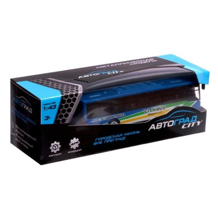 Metal bus "Intercity", inertial, scale 1:43, blue color-3