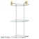 The corner shelf is three -tier, width 23 cm, glass, chrome, gold