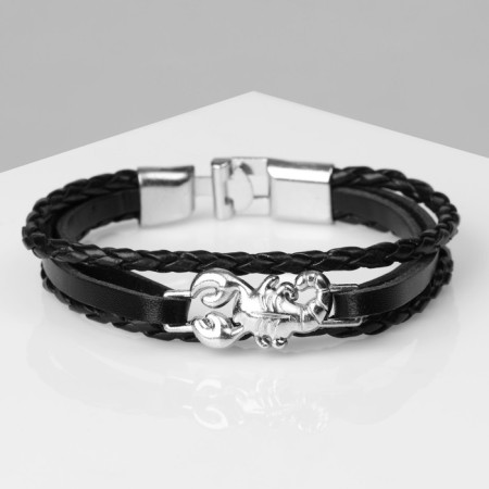 Bracelet male "fortress" Scorpio, black color with silver, 21.5 cm