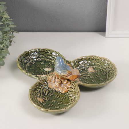 Souvenir ceramics stand "Bird in flowers. Patterns" 26x26x8.5 cm-3