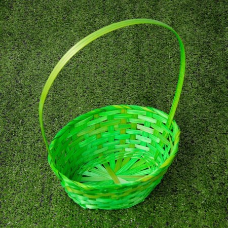 Set of wicker baskets, bamboo, 3 pcs., Green, large-1