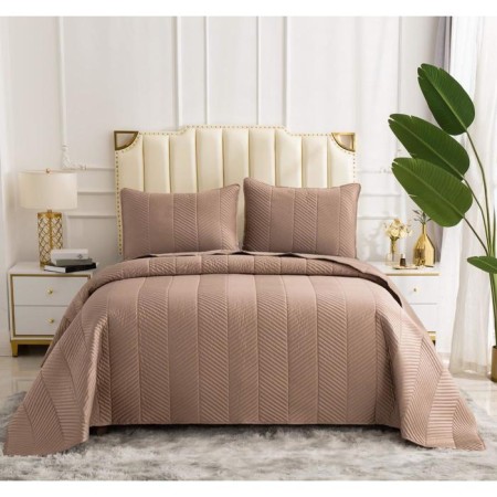 A set with a bedspread "Adonis", size 230x250 cm, 50x70 cm - 2 pcs, the color of the cappuccino