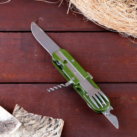 A set of tourist "Forester" 5V1 in a case: corkscrew, opener, knife, spoon, fork-4