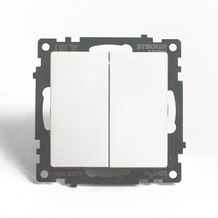 2-clavy switch (mechanism), 250V, 10A, Stekker series Katrin, GLS10-7107-01, white-1