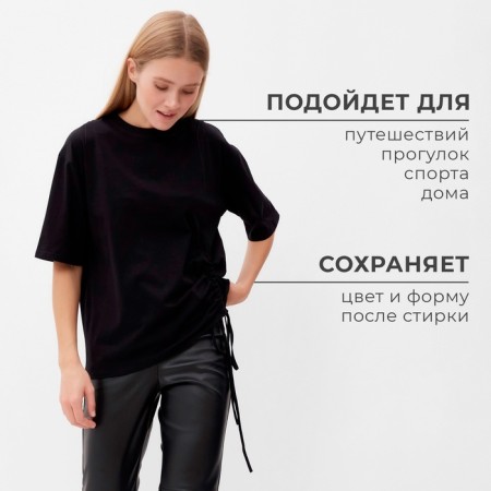 Women's T-shirt with Kulika Minaku Regular Fit: Black color, river 52-6