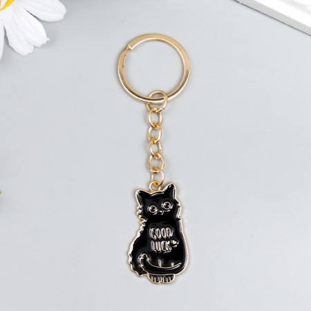 Metal keychain, enamel "Black cat" 10.5x2.5 cm-1